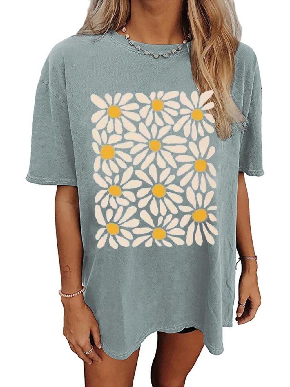 Womens Oversized Tshirt Flower Graphic Tees Nashville Music Short Sleeve Shirts